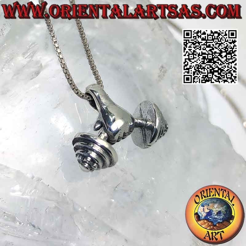 Colgante en plata 925 ‰ el volante curvo sostenido por la mano
