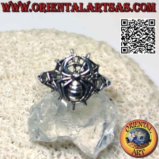 Bague en argent, araignée de Spider Man sur toile d'araignée