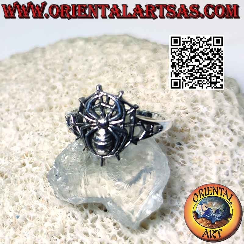 Silver ring, Spider Man's spider on cobweb