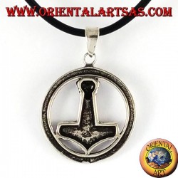 Silber Anhänger, Hammer von Thor in runischem Kreis
