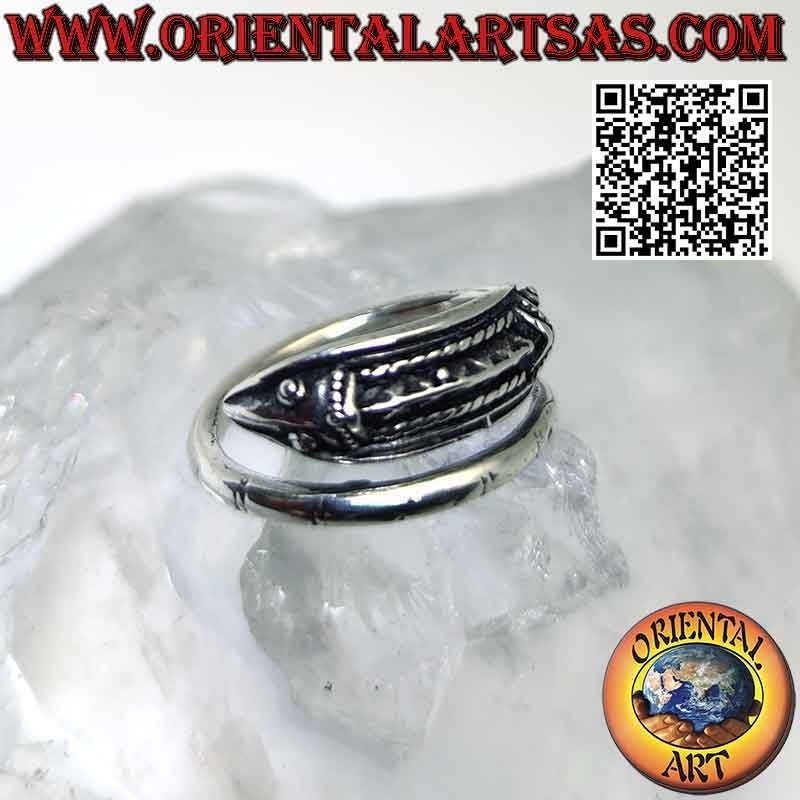 Anello in argento cavalluccio marino "hippocampus" (regolabile)