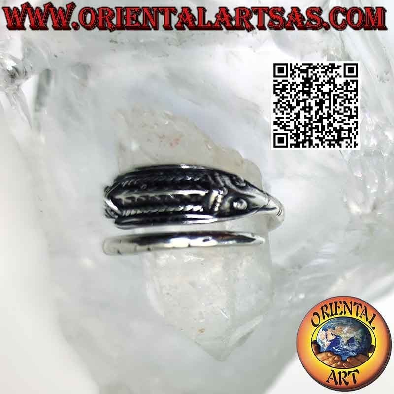 Silver "hippocampus" seahorse ring (adjustable)