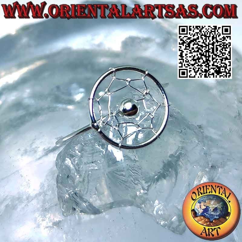 Silver ring with 12 mm dream catcher and ball