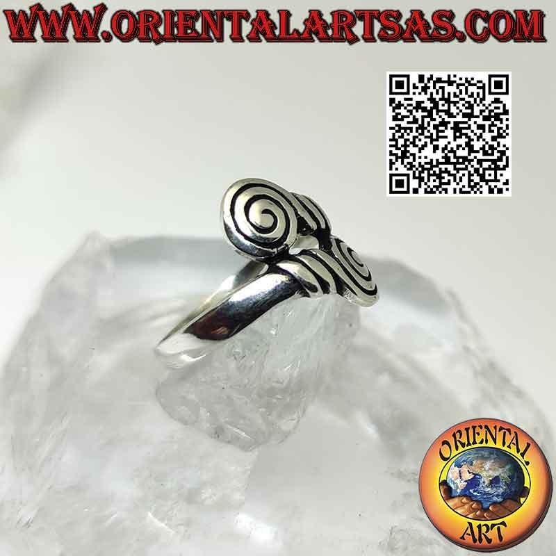 Bague en argent double anneau lisse avec spirale finale