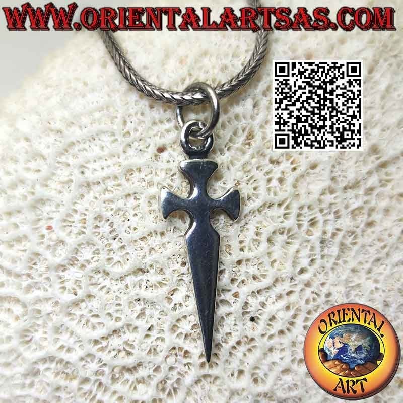 Silberner Anhänger in Form eines Dolches mit einem Kreuz der Templer