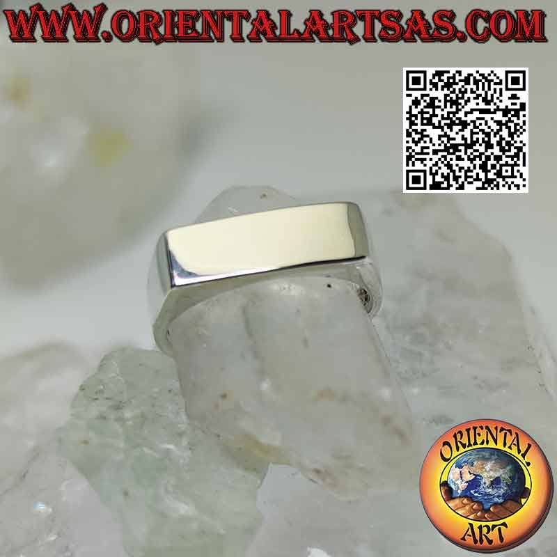 Anillo de plata lisa con plaquita fina rectangular (15*6)