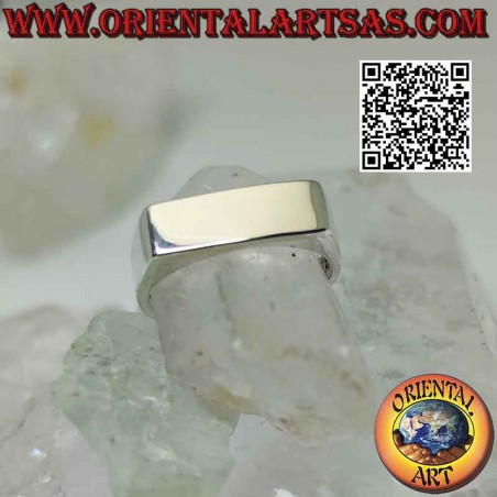 Smooth silver ring with thin rectangular plate (15 * 6)