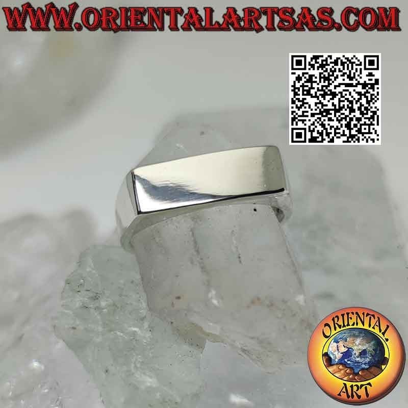 Smooth silver ring with thin rectangular plate (15 * 6)