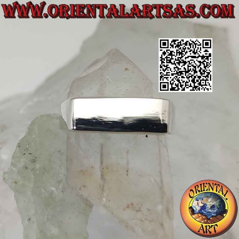 Anillo de plata lisa con plaquita fina rectangular (15*6)