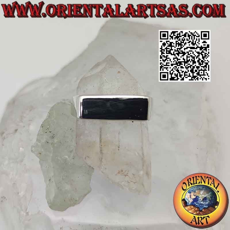Smooth silver ring with thin rectangular plate (15 * 6)