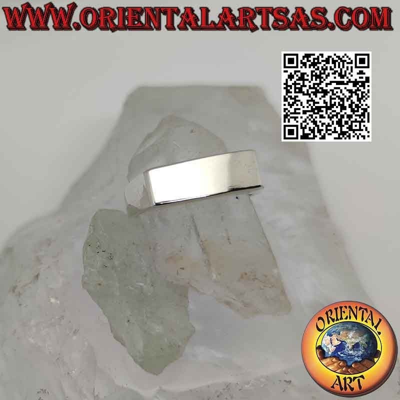 Anello in argento liscio con piastra rettangolare sottile (15*6)