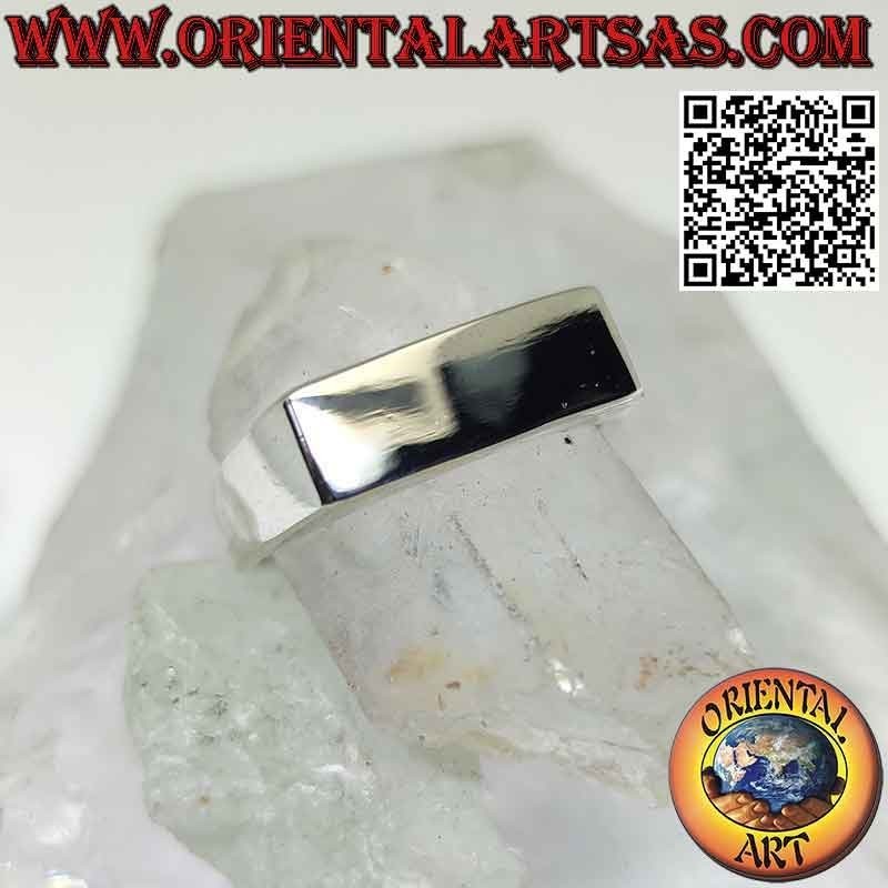 Smooth silver ring with thin rectangular plate (15 * 6)