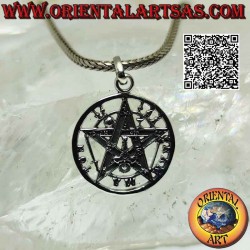Colgante pequeño Tetragrámaton de plata (Estrella Microcósmica o Talismán con Pentagrama)