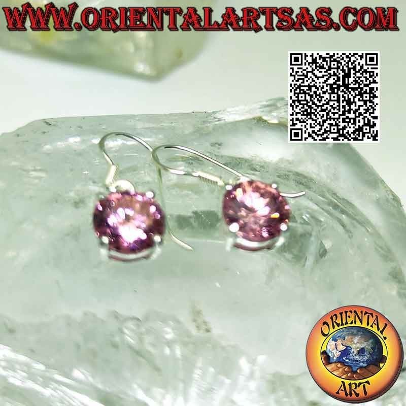 Boucles d'oreilles en argent avec une rose ronde de France sur monture lisse