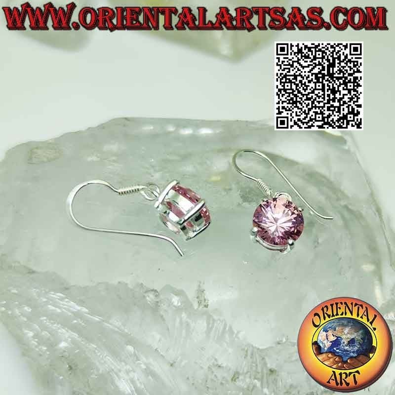 Orecchini in argento con rosa di Francia tondo su montatura liscia