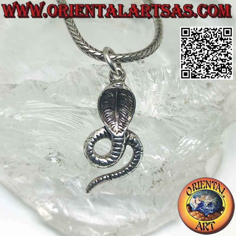 Silver pendant, cobra in frontal position
