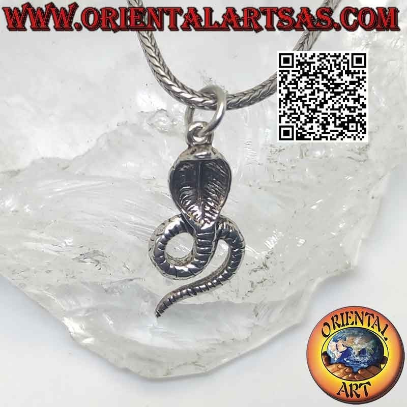 Silver pendant, cobra in frontal position