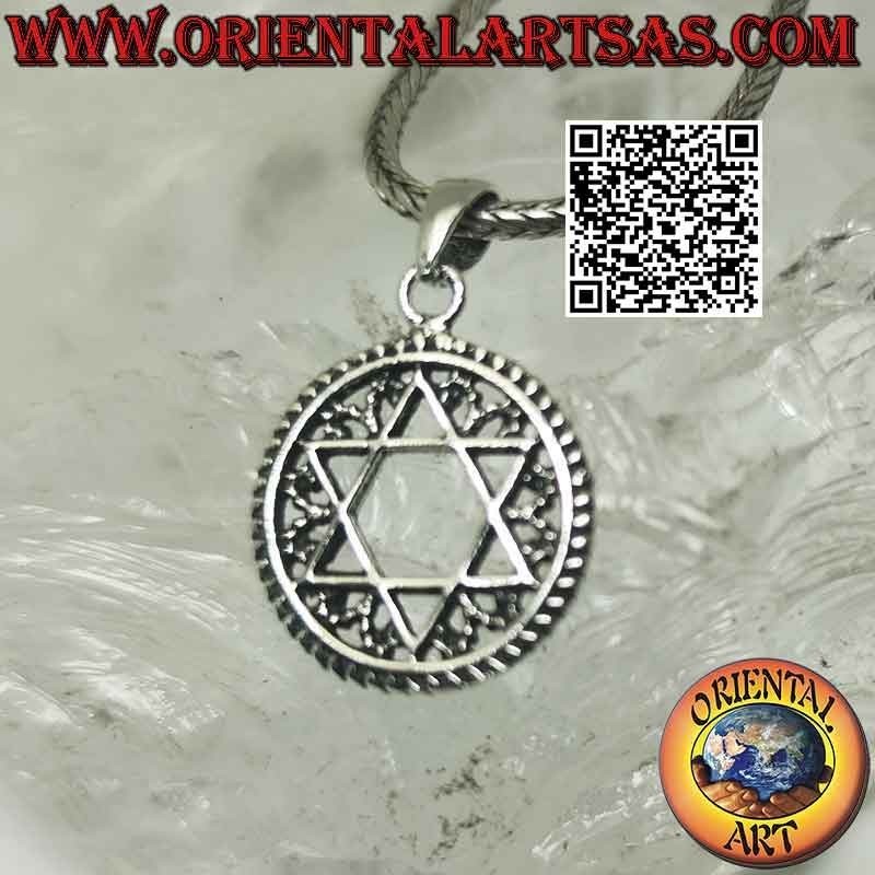 Pendentif en argent, étoile de David étoile juive dans le cercle