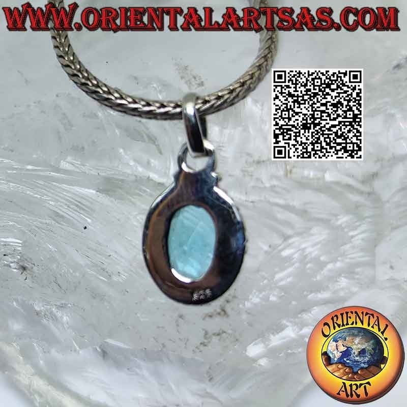 Pendentif en argent avec topaze ovale à facettes, tissage et boules
