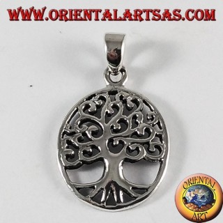 Silver pendant, tree of life (oval)