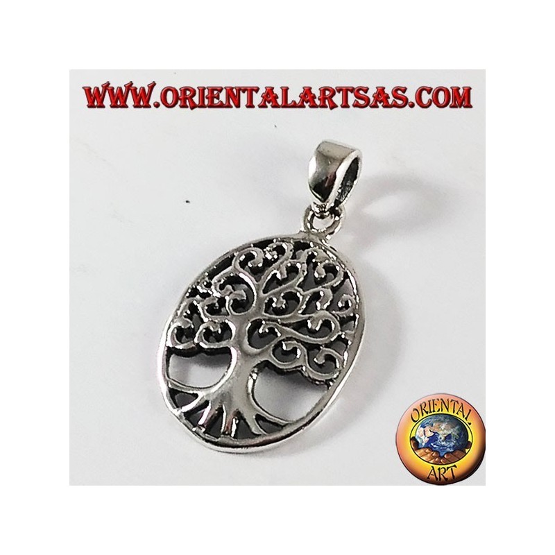 Pendentif argent, arbre de vie (ovale)