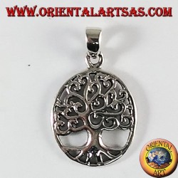 Pendentif argent, arbre de vie (ovale)