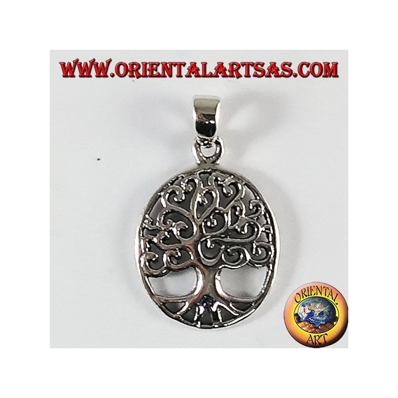 Pendentif argent, arbre de vie (ovale)