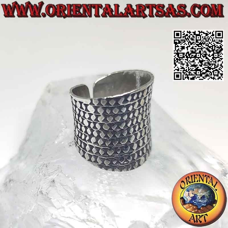 Wide band silver ring with studs (Karen)