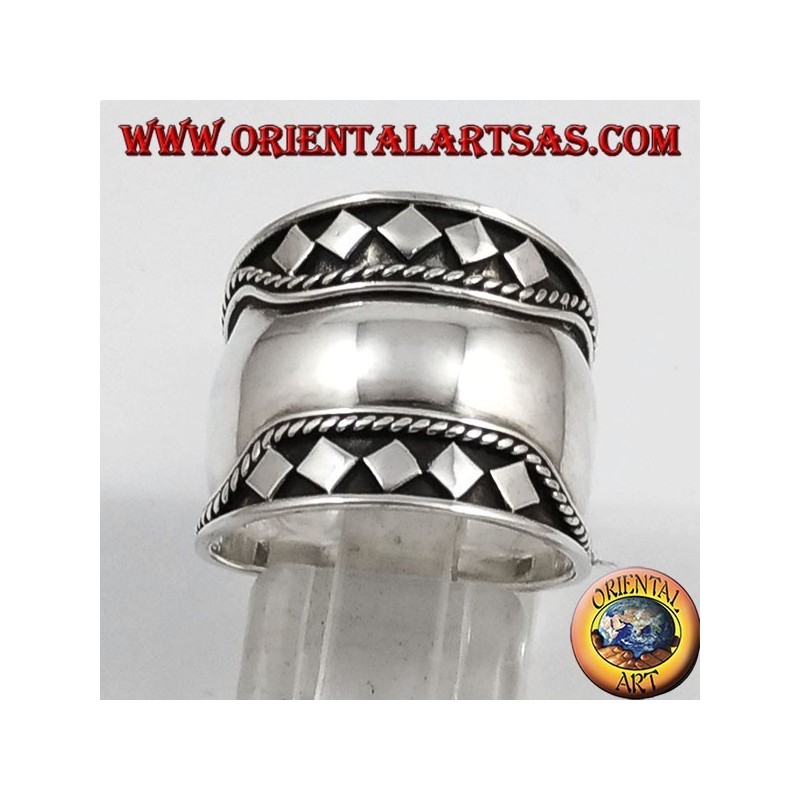 anillo de banda amplia de plata, Bali, rugido