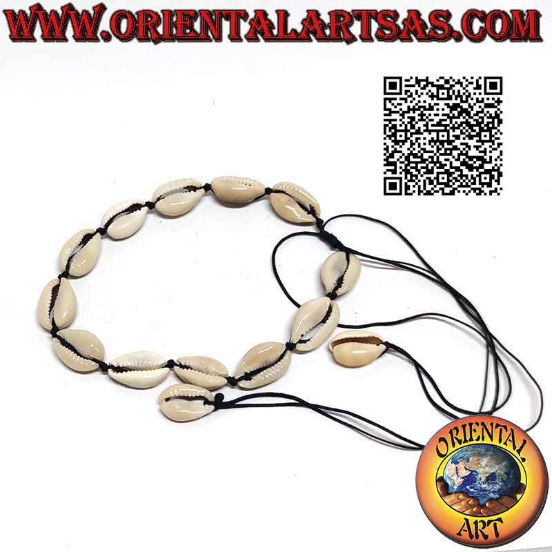 Bracelet - cowrie shell anklet and slipknot with shell (12 + 2)