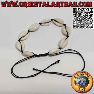 Bracciale - cavigliera conchiglie di ciprea e nodo scorsoio con pallina