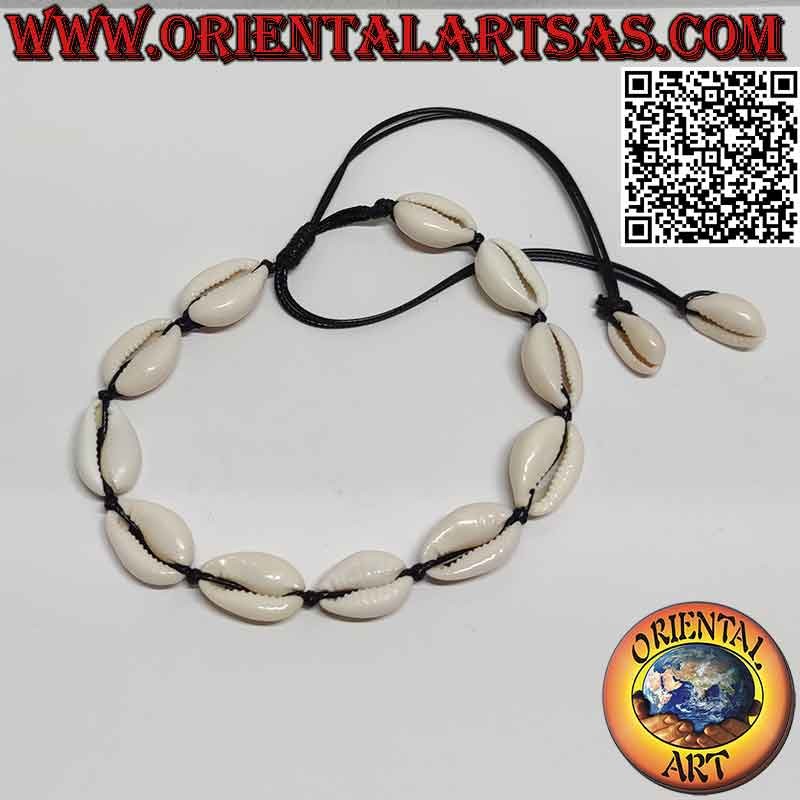Bracelet - cowrie shell anklet and slipknot with shell (11 + 2)