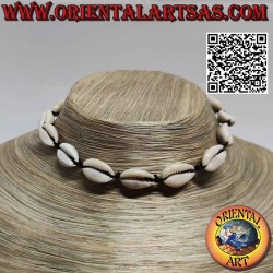 Cowrie shells choker necklace with shell slipknot (15)