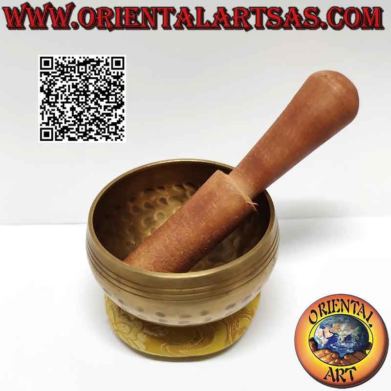 Campana tibetana de 8,5 cm Ø fabricada a punzón y golpeada a mano con badajo (185 g)