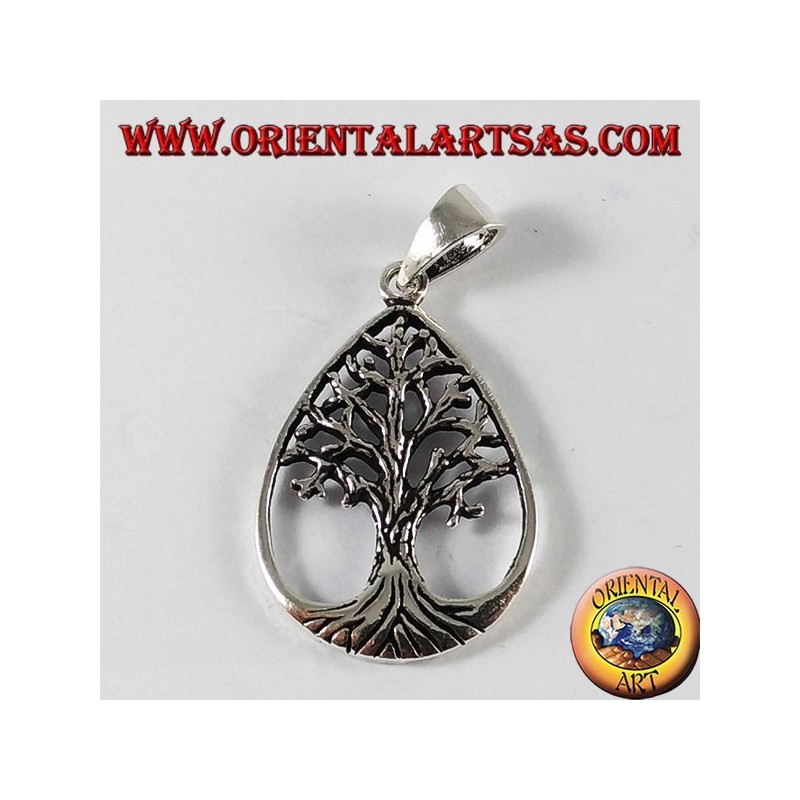 Silver pendant, tree of life (in drop)