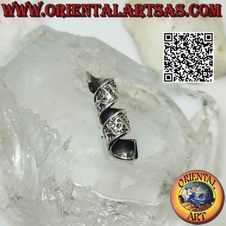 Spiral dreadlock beads in 925 ‰ silver with celtic runes in relief (hair clips)