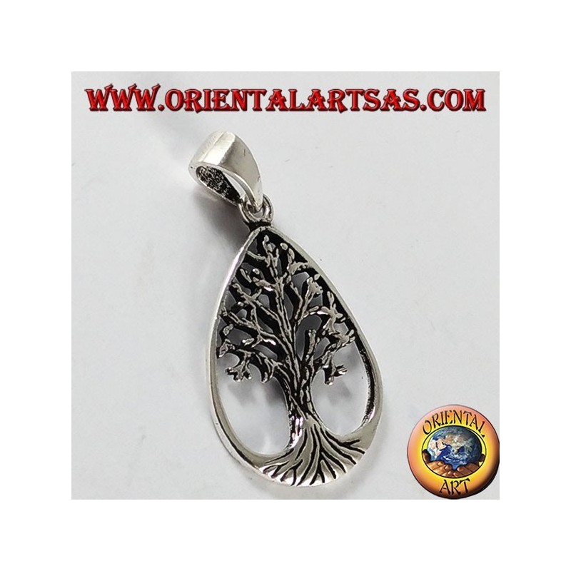 Silver pendant, tree of life (in drop)