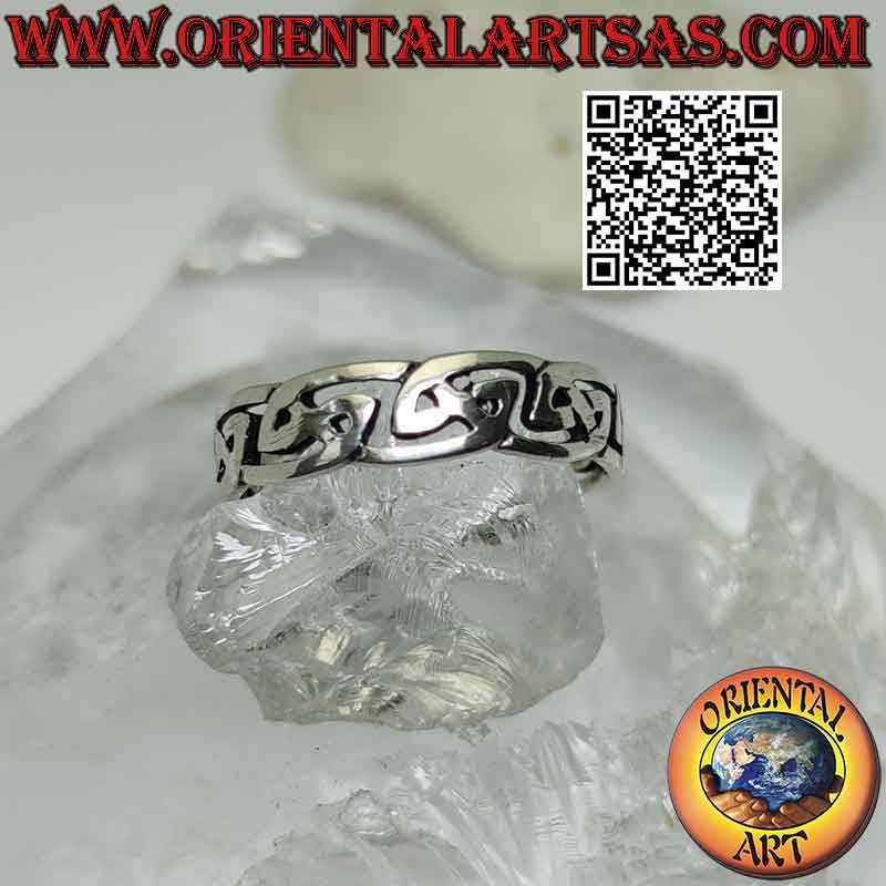 Silver band ring with openwork Celtic weaving (5 mm.)