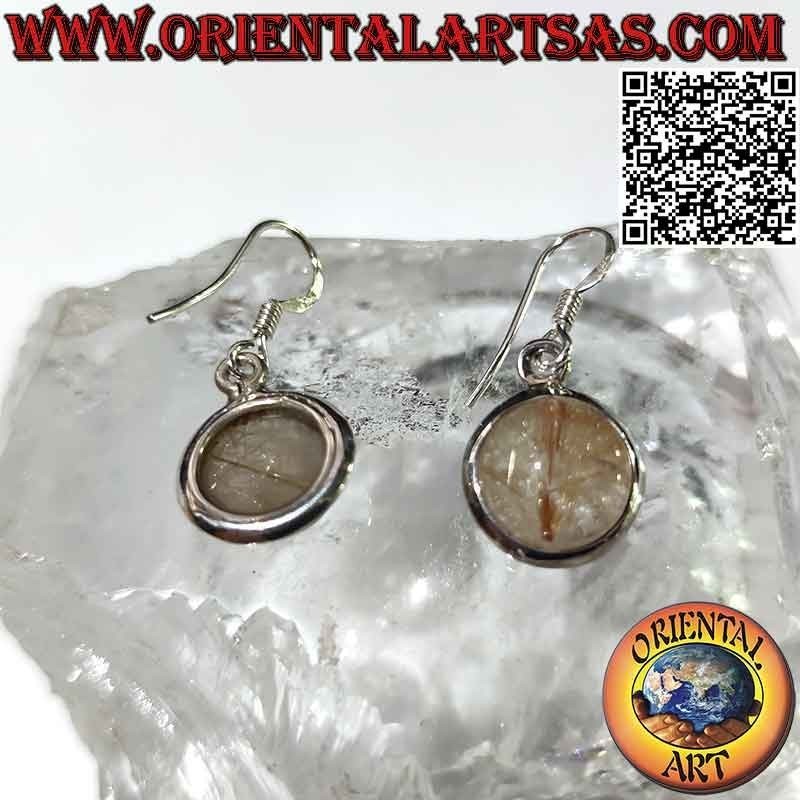 Orecchini in argento con quarzo rutilato (golden quartz) tondo