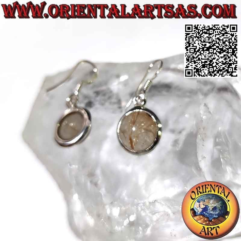 Orecchini in argento con quarzo rutilato (golden quartz) tondo