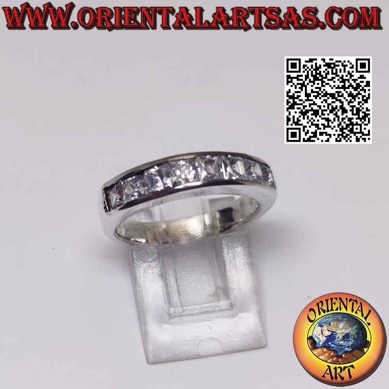 Anillo Banda Lisa Zircones Cuadrados Plata 925 4mm | Oriental Art