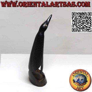 Crow carved on a handmade buffalo horn (23cm)