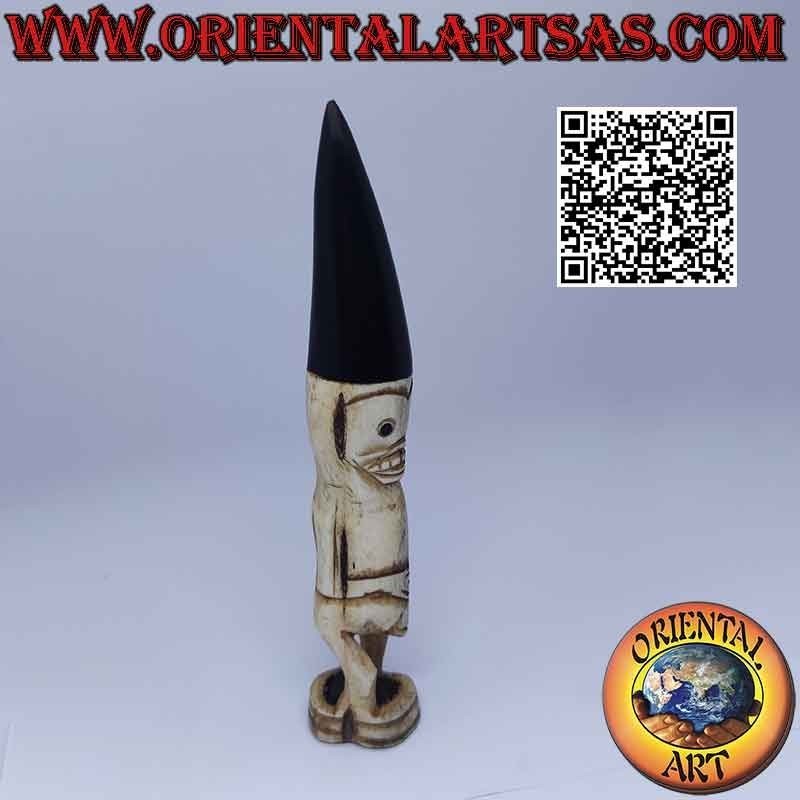 Scultura primitiva di un indigeno in osso e corno di bufalo (16 cm)