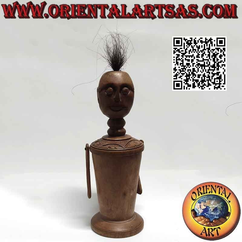 Escultura de caja primitiva de un hombre indígena de Papúa Nueva Guinea (24 cm)