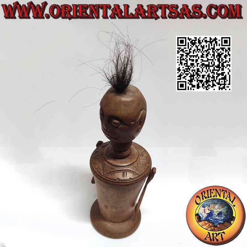 Escultura de caja primitiva de un hombre indígena de Papúa Nueva Guinea (24 cm)