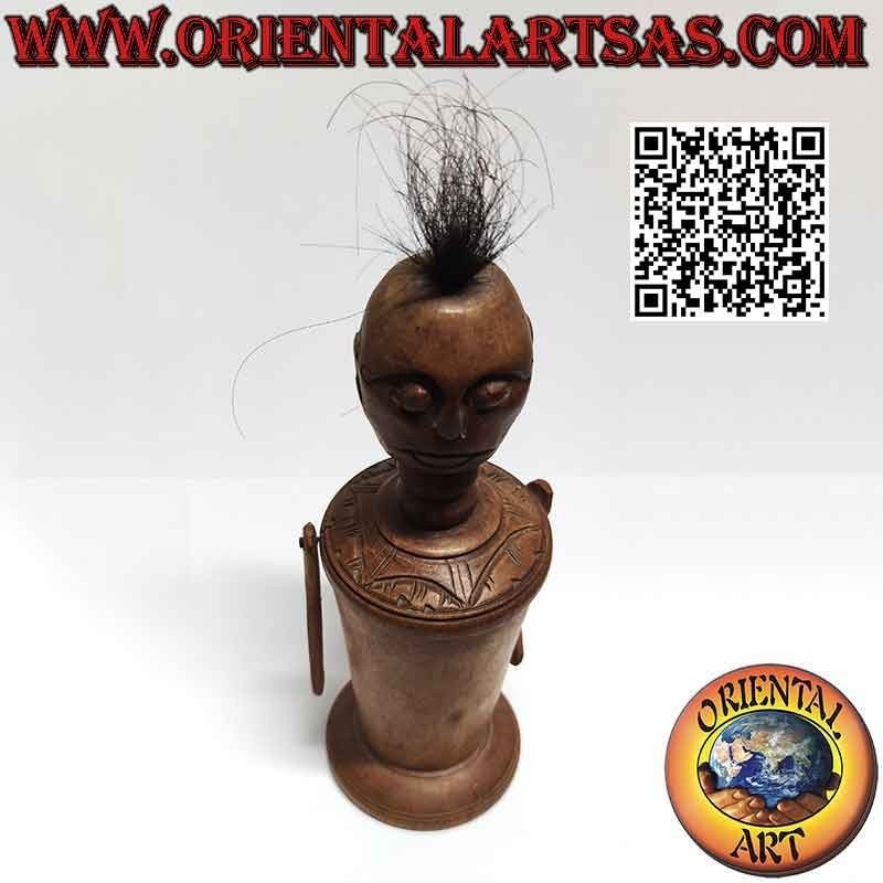 Escultura de caja primitiva de un hombre indígena de Papúa Nueva Guinea (24 cm)