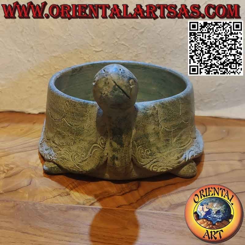 Terracotta (green) tortoise-shaped storage vase Ø 17 cm