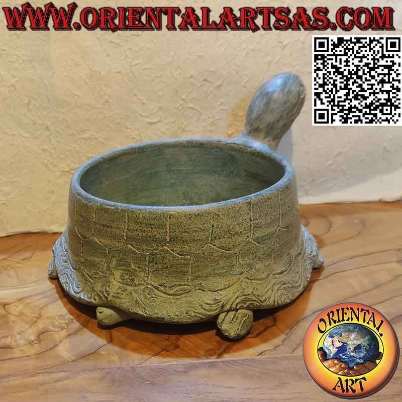 Terrakotta (grün) schildkrötenförmige Aufbewahrungsvase Ø 17 cm