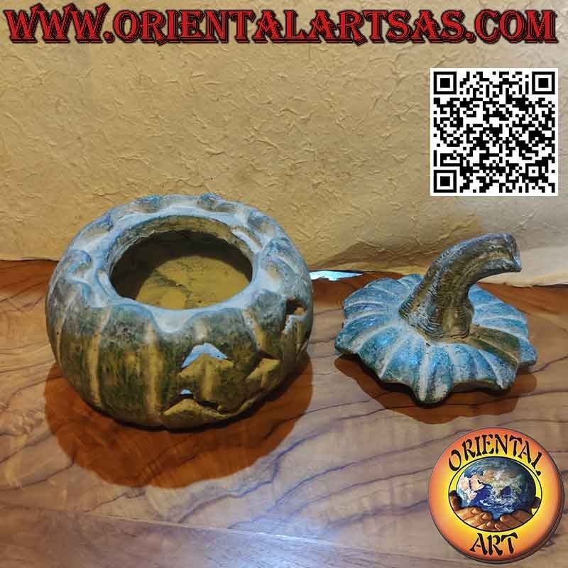 Boîte "Halloween" en forme de citrouille en terre cuite verte