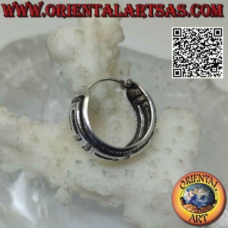 Chiseled 18mm Wide Domed Hoop Silver Earrings (2)